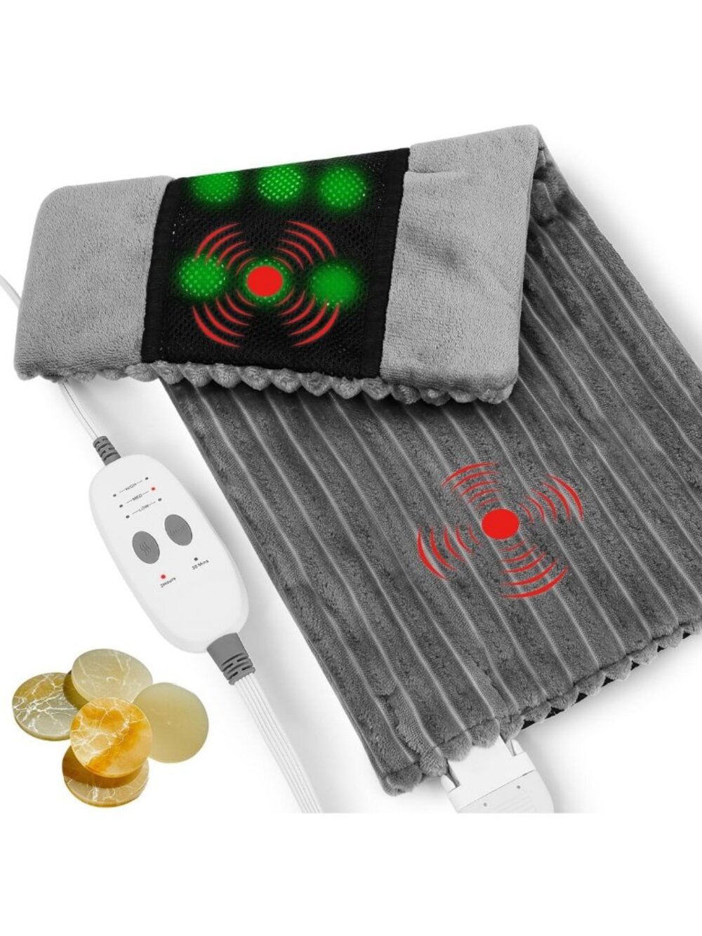 Weighted Far Infrared Heating Pad for Neck & Shoulders - Jade Massage, 3 Heat